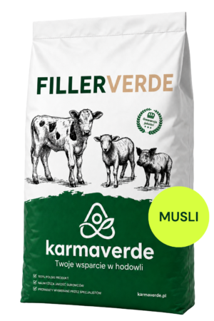 FILLERVERDE musli - wielozbożowy wypełniacz paszowy KARMAVERDE dla cieląt i zwierząt gospodarskich